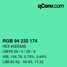 Color code: RGB 94 232 174 | qconv.com