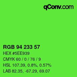 Color code: RGB 94 233 57 | qconv.com