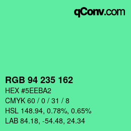 Color code: RGB 94 235 162 | qconv.com
