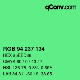 Color code: RGB 94 237 134 | qconv.com