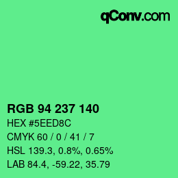 Color code: RGB 94 237 140 | qconv.com
