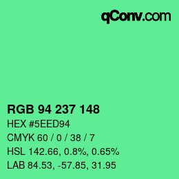 Color code: RGB 94 237 148 | qconv.com