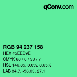 Color code: RGB 94 237 158 | qconv.com