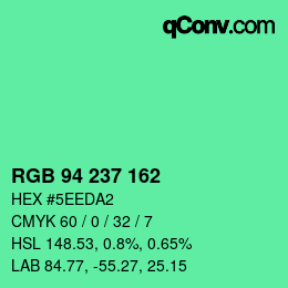 Color code: RGB 94 237 162 | qconv.com