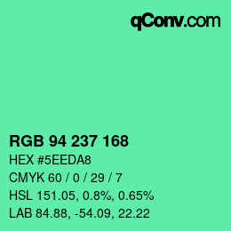 Color code: RGB 94 237 168 | qconv.com