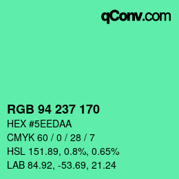 Color code: RGB 94 237 170 | qconv.com