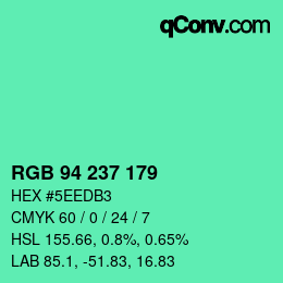 Color code: RGB 94 237 179 | qconv.com