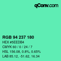 Color code: RGB 94 237 180 | qconv.com
