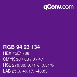 Color code: RGB 94 23 134 | qconv.com