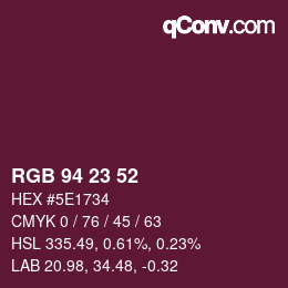 Code couleur: RGB 94 23 52 | qconv.com