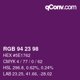 Color code: RGB 94 23 98 | qconv.com