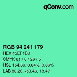 Color code: RGB 94 241 179 | qconv.com