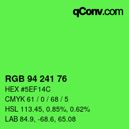 カラーコード: RGB 94 241 76 | qconv.com