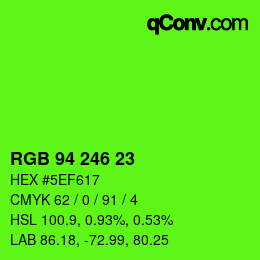 Color code: RGB 94 246 23 | qconv.com