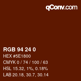 颜色代码: RGB 94 24 0 | qconv.com