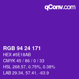 Color code: RGB 94 24 171 | qconv.com