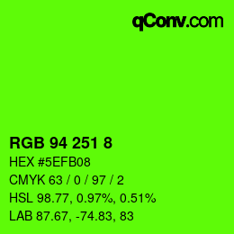カラーコード: RGB 94 251 8 | qconv.com