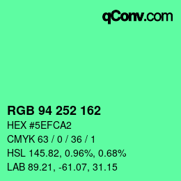 Color code: RGB 94 252 162 | qconv.com