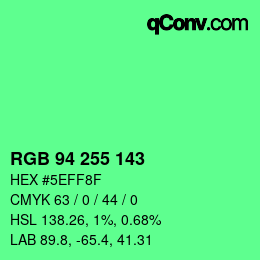 Código de color: RGB 94 255 143 | qconv.com