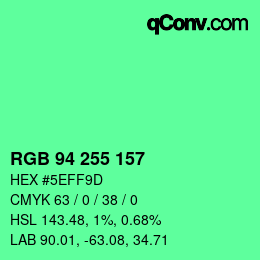颜色代码: RGB 94 255 157 | qconv.com