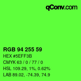 颜色代码: RGB 94 255 59 | qconv.com