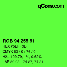 Color code: RGB 94 255 61 | qconv.com