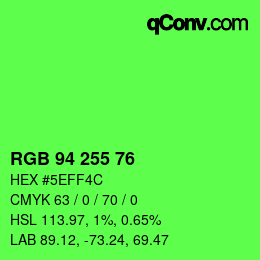 Color code: RGB 94 255 76 | qconv.com