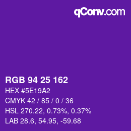 Color code: RGB 94 25 162 | qconv.com