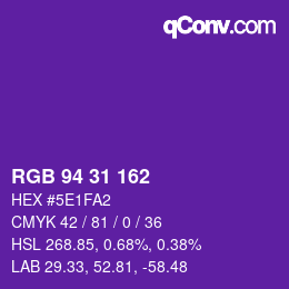 Color code: RGB 94 31 162 | qconv.com