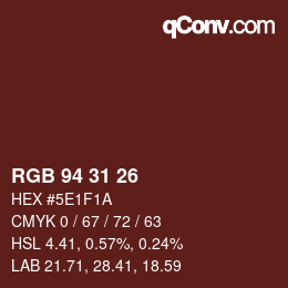 Color code: RGB 94 31 26 | qconv.com