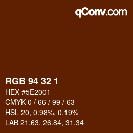 Color code: RGB 94 32 1 | qconv.com