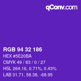 Color code: RGB 94 32 186 | qconv.com
