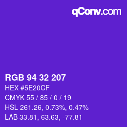 Color code: RGB 94 32 207 | qconv.com
