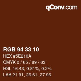 カラーコード: RGB 94 33 10 | qconv.com