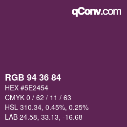 カラーコード: RGB 94 36 84 | qconv.com