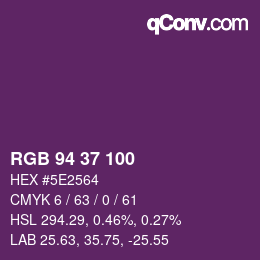 Color code: RGB 94 37 100 | qconv.com