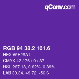 カラーコード: RGB 94 38.2 161.6 | qconv.com