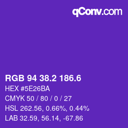 カラーコード: RGB 94 38.2 186.6 | qconv.com