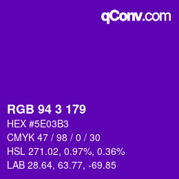 Color code: RGB 94 3 179 | qconv.com