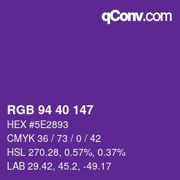Color code: RGB 94 40 147 | qconv.com