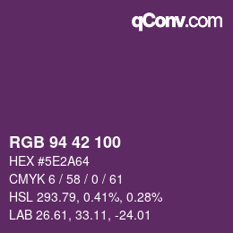 Color code: RGB 94 42 100 | qconv.com