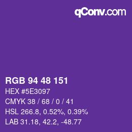 Color code: RGB 94 48 151 | qconv.com