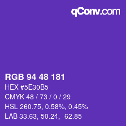 Farbcode: RGB 94 48 181 | qconv.com