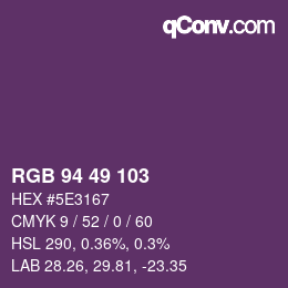 Código de color: RGB 94 49 103 | qconv.com
