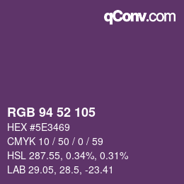 颜色代码: RGB 94 52 105 | qconv.com