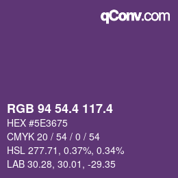 カラーコード: RGB 94 54.4 117.4 | qconv.com