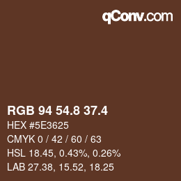 カラーコード: RGB 94 54.8 37.4 | qconv.com