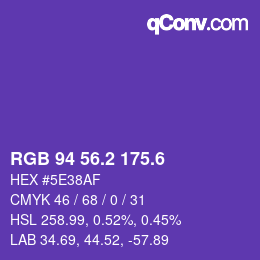 カラーコード: RGB 94 56.2 175.6 | qconv.com