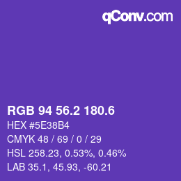 カラーコード: RGB 94 56.2 180.6 | qconv.com