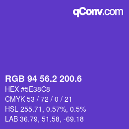 カラーコード: RGB 94 56.2 200.6 | qconv.com